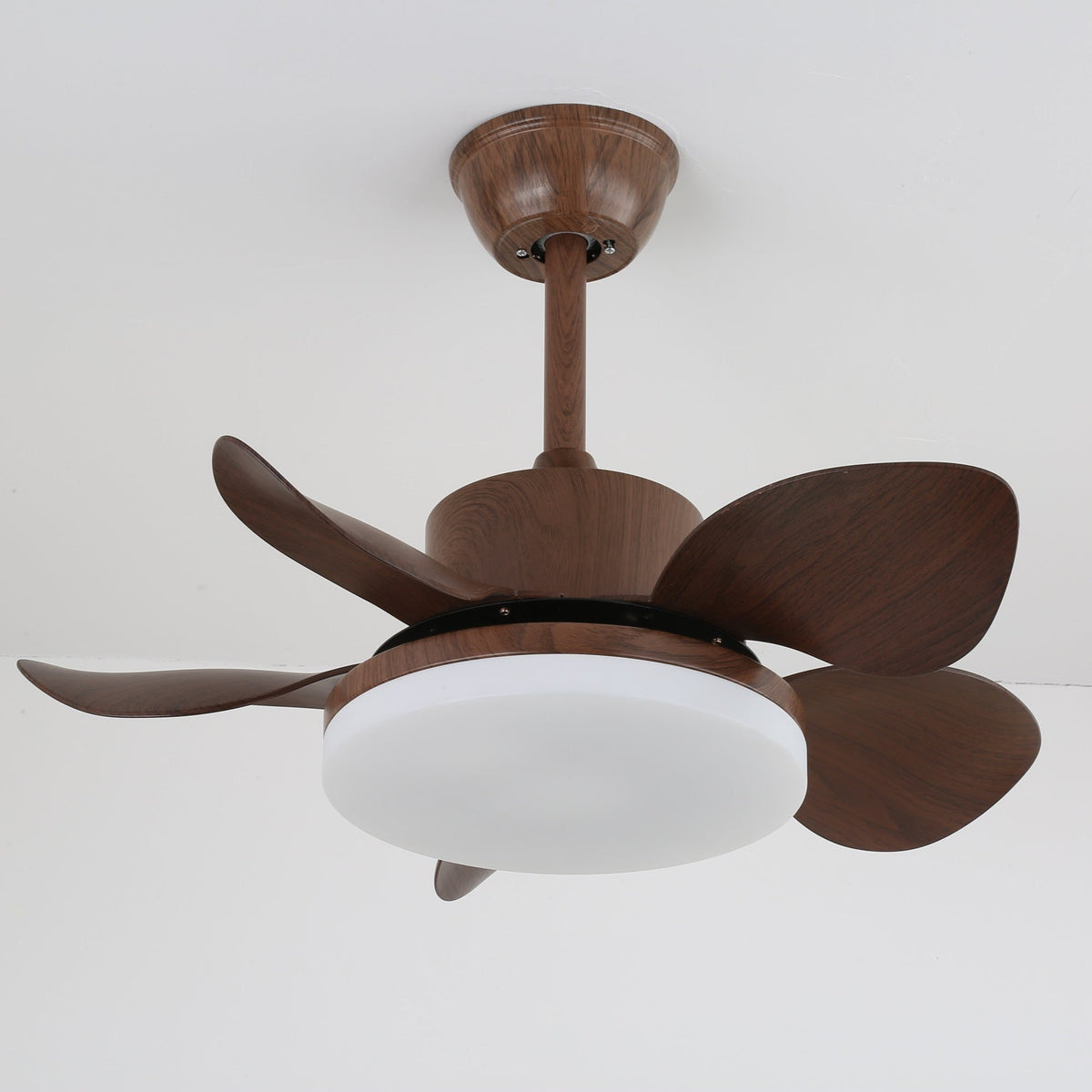 Deckenventilator Alenya mit Holzlook und integrierter Beleuchtung Ø55 cm 48W grau-braune Blätter für alle Jahreszeiten | Sansoti