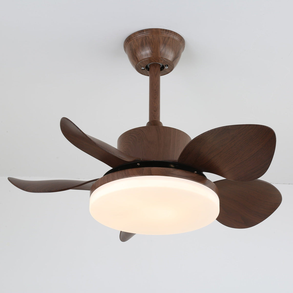 Deckenventilator Alenya mit Holzlook und integrierter Beleuchtung Ø55 cm 48W grau-braune Blätter für alle Jahreszeiten | Sansoti