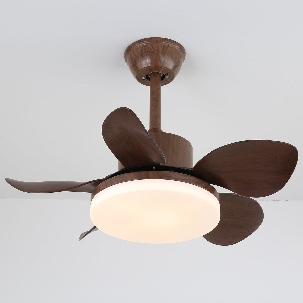Deckenventilator Alenya mit Holzlook und integrierter Beleuchtung Ø55 cm 48W grau-braune Blätter für alle Jahreszeiten | Sansoti