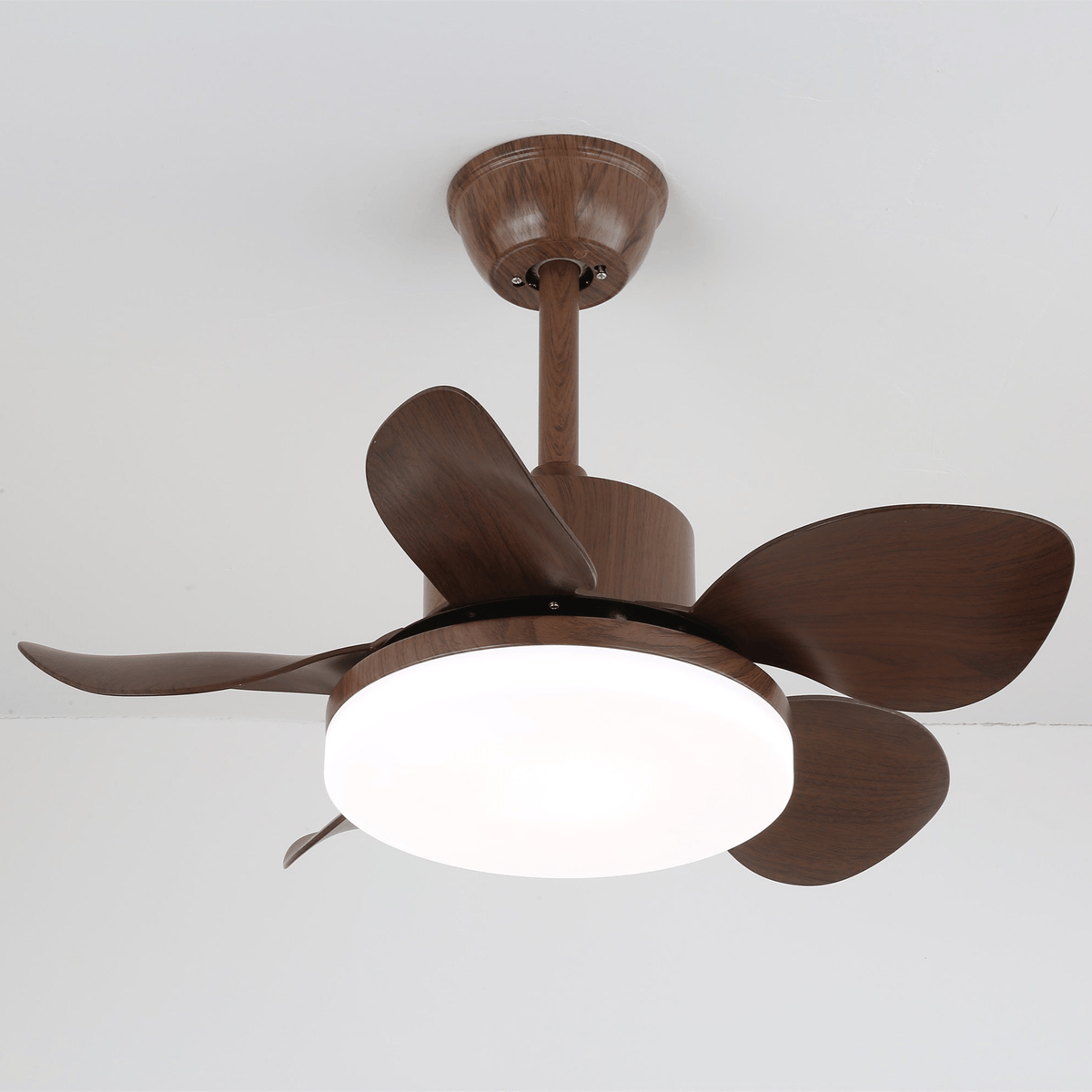 Deckenventilator Alenya mit Holzlook und integrierter Beleuchtung Ø55 cm 48W grau-braune Blätter für alle Jahreszeiten | Sansoti