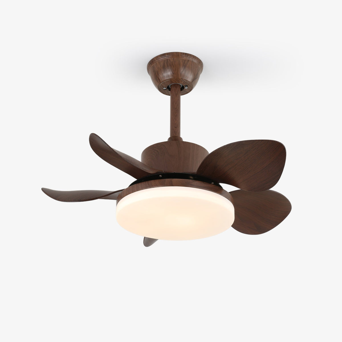 Deckenventilator Alenya mit Holzlook und integrierter Beleuchtung Ø55 cm 48W grau-braune Blätter für alle Jahreszeiten | Sansoti
