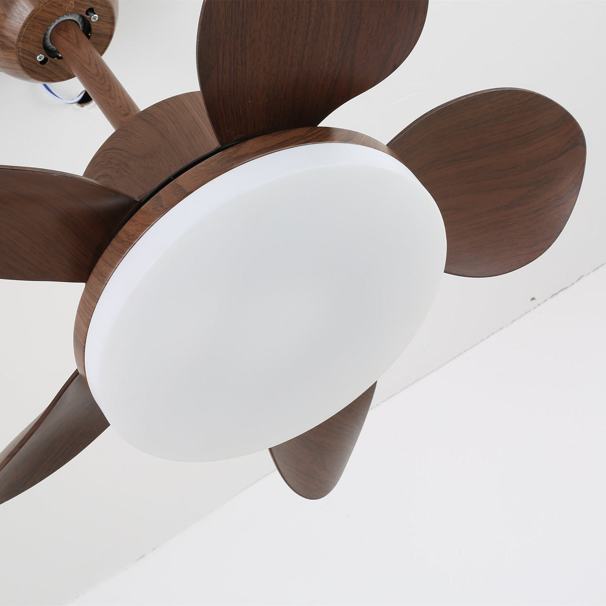 Deckenventilator Alenya mit Holzlook und integrierter Beleuchtung Ø55 cm 48W grau-braune Blätter für alle Jahreszeiten | Sansoti