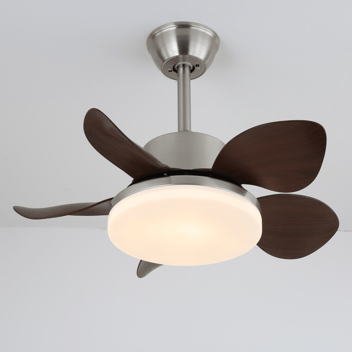 Deckenventilator Alenya mit Holzlook und integrierter Beleuchtung Ø55 cm 48W grau-braune Blätter für alle Jahreszeiten | Sansoti