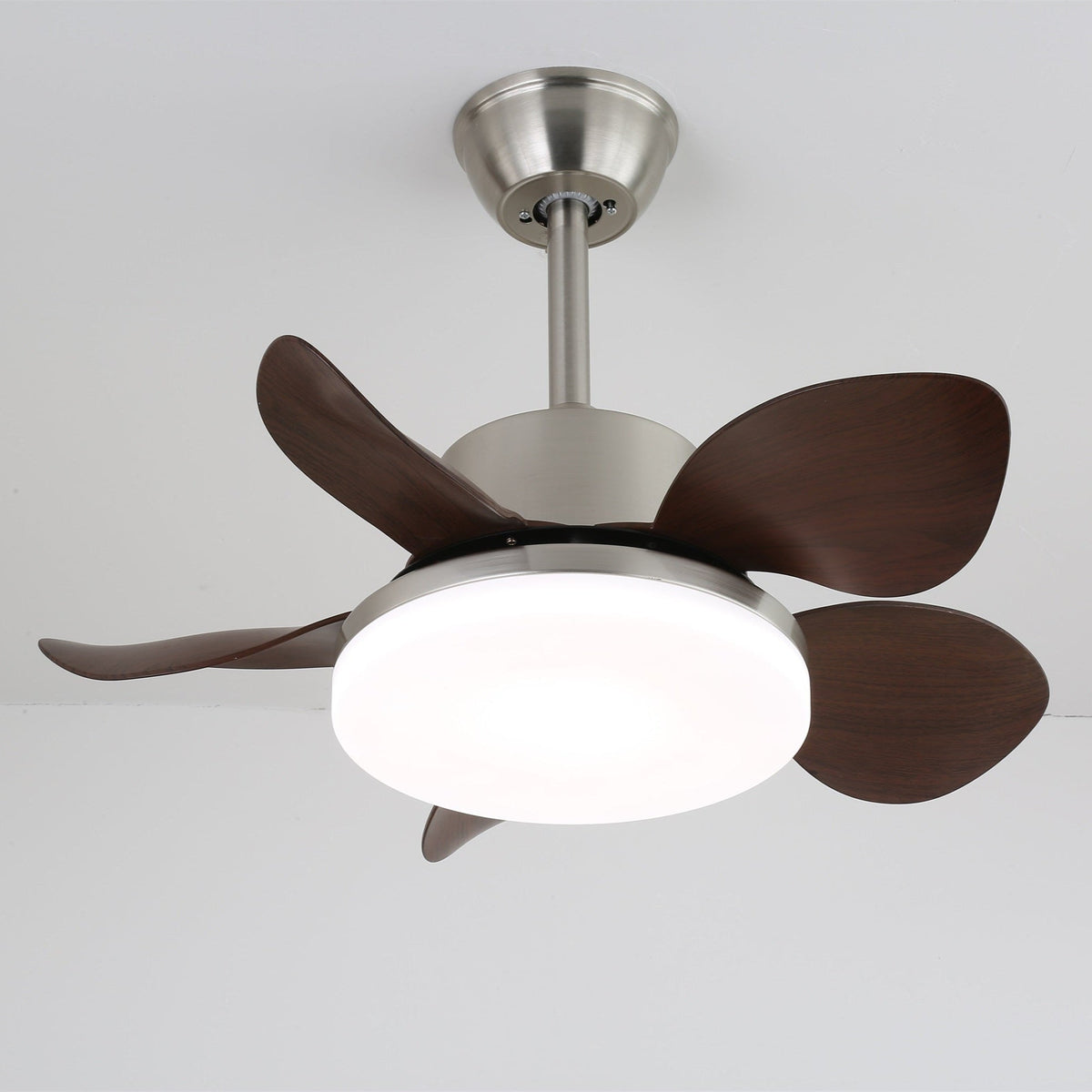 Deckenventilator Alenya mit Holzlook und integrierter Beleuchtung Ø55 cm 48W grau-braune Blätter für alle Jahreszeiten | Sansoti