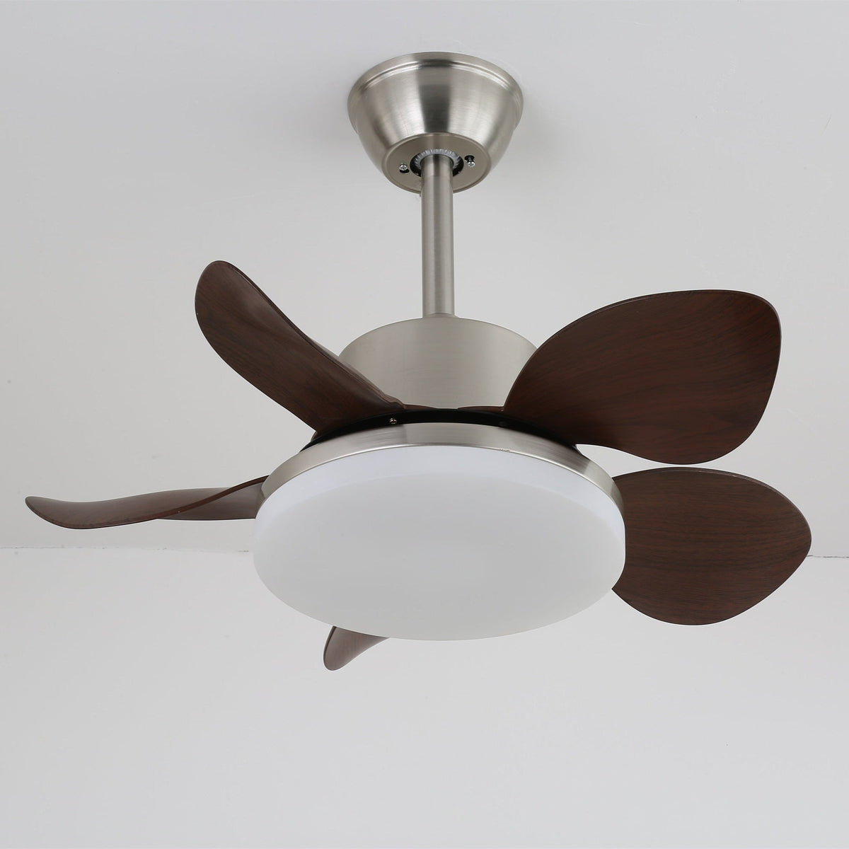 Deckenventilator Alenya mit Holzlook und integrierter Beleuchtung Ø55 cm 48W grau-braune Blätter für alle Jahreszeiten | Sansoti