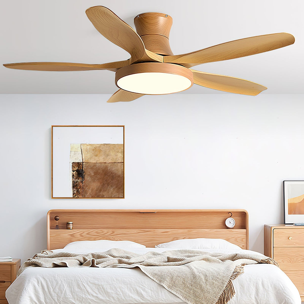 Design Ceiling Fan with Integrated Lighting StillWind – 132 cm Blade Span – Wood-Look ABS Blades – LED – Remote Control – 6 Speeds | Sansoti