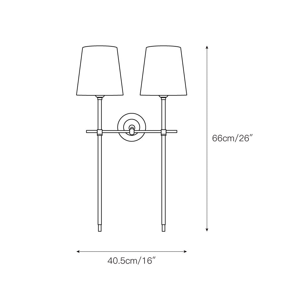 Wandlampe aus Messing mit Stoffschirm im minimalistischen Design, 1 oder 2 Leuchtstellen, für Wohnzimmer, Schlafzimmer und stilvolle Einrichtung | Sansoti