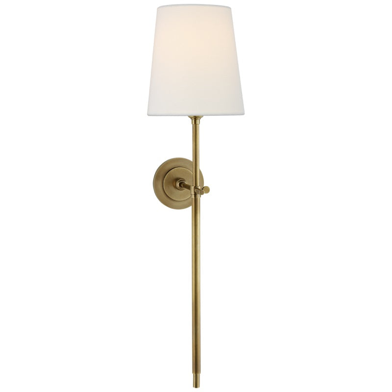 Wandlampe aus Messing mit Stoffschirm im minimalistischen Design, 1 oder 2 Leuchtstellen, für Wohnzimmer, Schlafzimmer und stilvolle Einrichtung | Sansoti