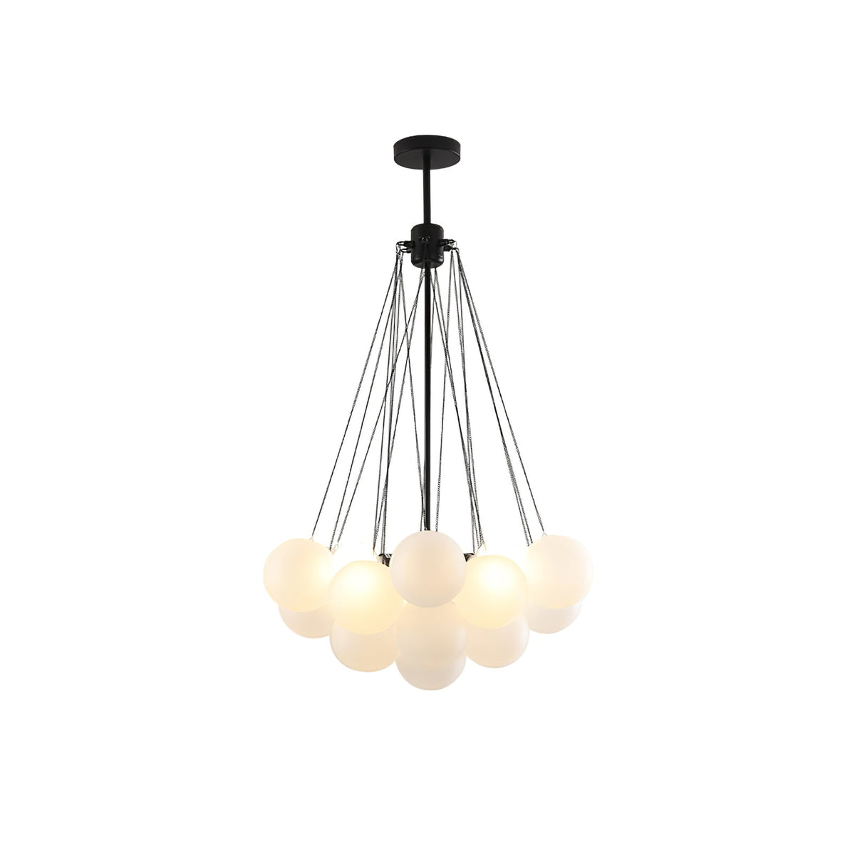 Handgefertigter gläserner Kugel-Kandelaber mit natürlicher Lichtstreuung – Elegante Glastechnik des 19. Jahrhunderts für eine warme Atmosphäre | Sansoti