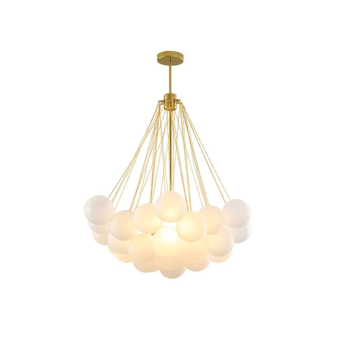 Handgefertigter gläserner Kugel-Kandelaber mit natürlicher Lichtstreuung – Elegante Glastechnik des 19. Jahrhunderts für eine warme Atmosphäre | Sansoti