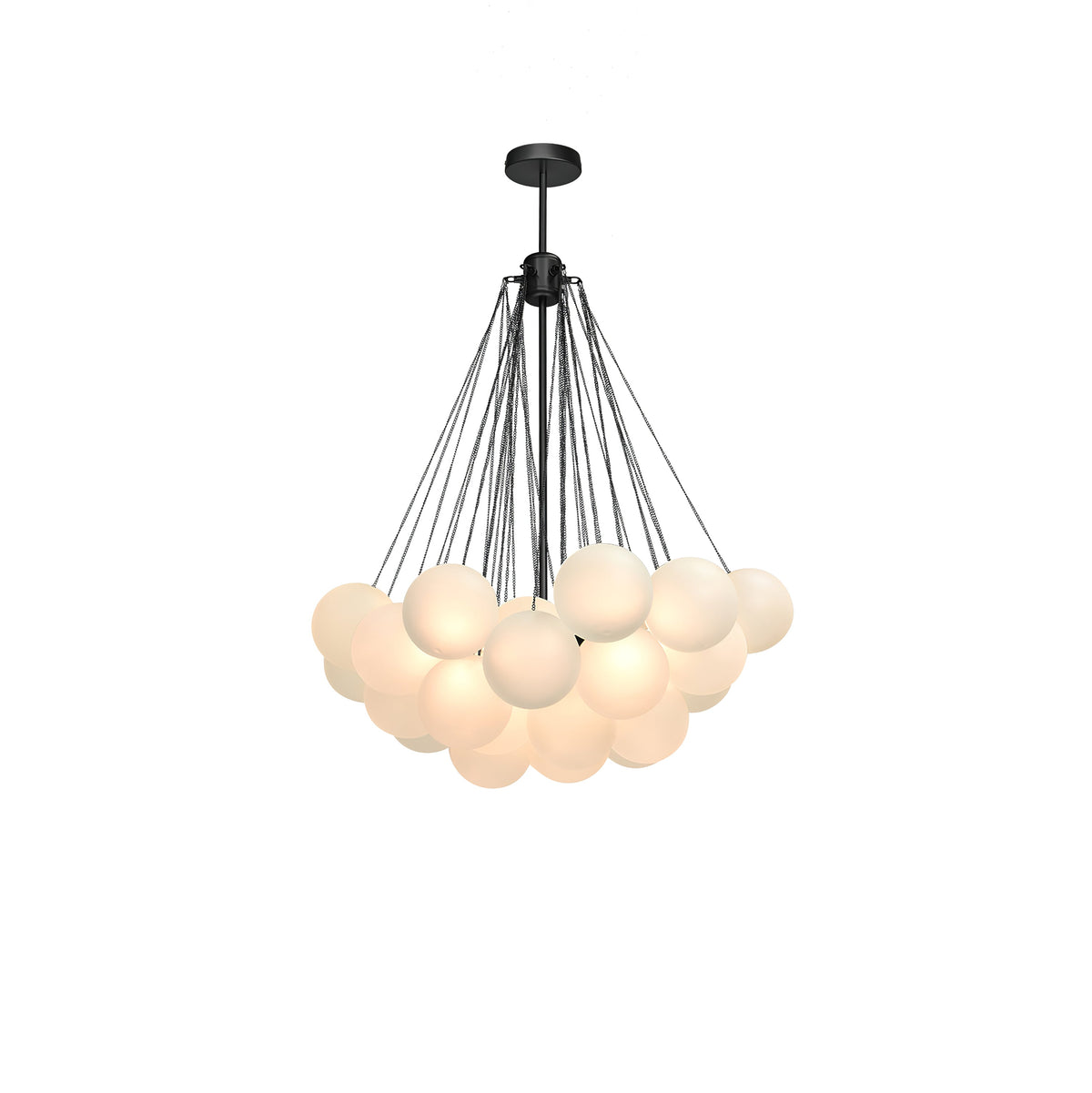 Handgefertigter gläserner Kugel-Kandelaber mit natürlicher Lichtstreuung – Elegante Glastechnik des 19. Jahrhunderts für eine warme Atmosphäre | Sansoti