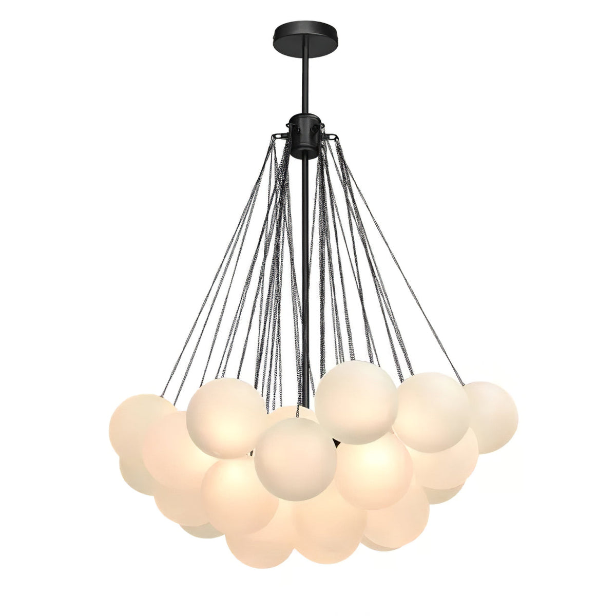 Handgefertigter gläserner Kugel-Kandelaber mit natürlicher Lichtstreuung – Elegante Glastechnik des 19. Jahrhunderts für eine warme Atmosphäre | Sansoti