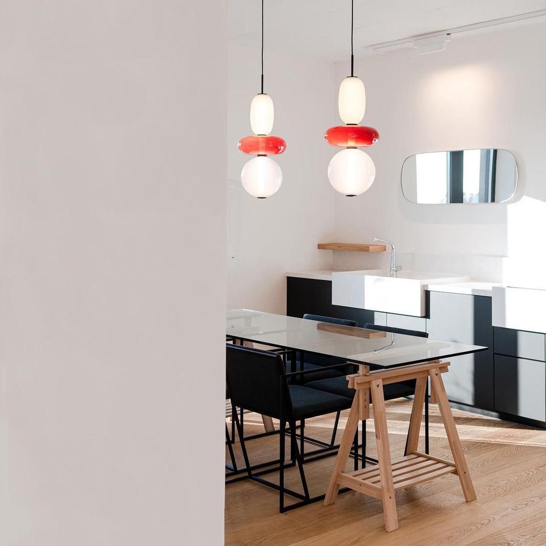 Pendelleuchte mit LED-Glaskugel, dimmbar, mit Fernbedienung, Metall und Acryl, für Esszimmer und Wohnzimmer, modernes stimmungsvolles Design | Sansoti