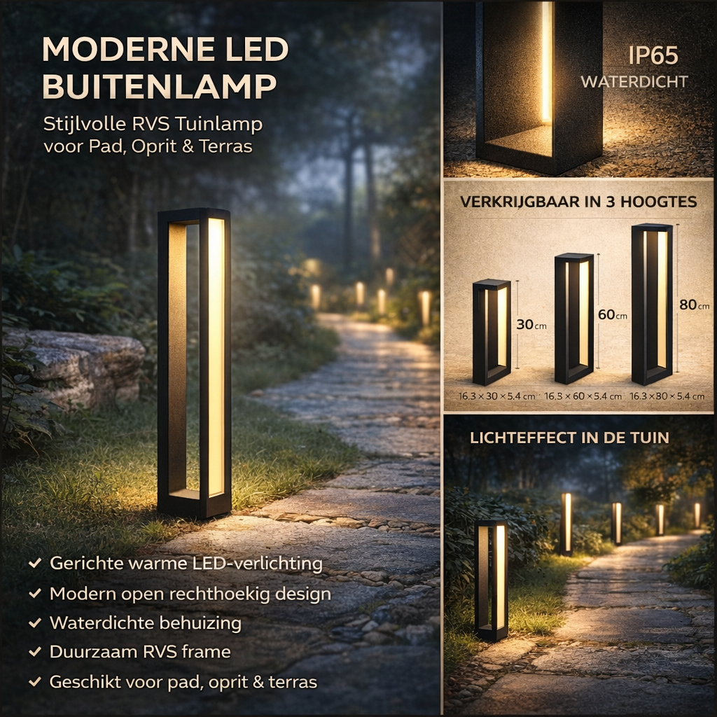 Stehende Gartenleuchte LED Aluminium Wasserdicht Moderne Außenbeleuchtung für Weg Terrasse Auffahrt Garten 30-100cm | Sansoti