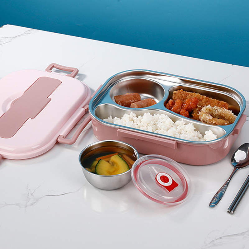 Thermische Lunchbox aus Edelstahl – Bentobox mit Fächern – Auslaufsicher und isolierend für Arbeit, Schule und Picknick | Sansoti