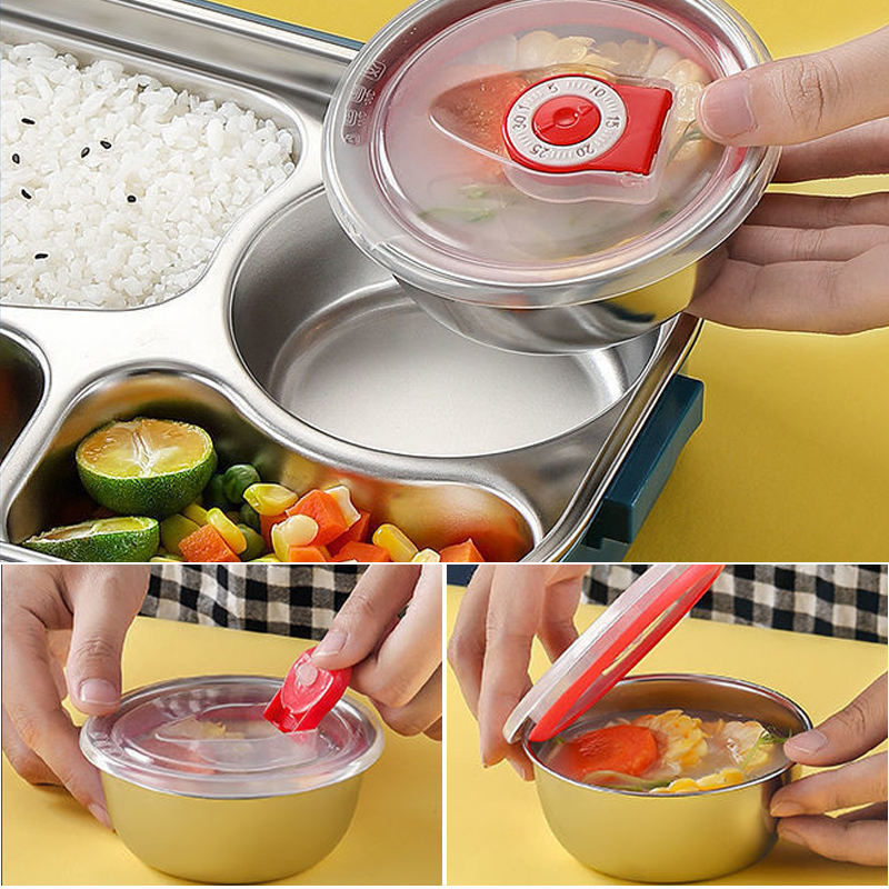 Thermische Lunchbox Roestvrij Staal - Bentobox met Vakken - Lekvrij Isolerend voor Werk School Picknick | Sansoti