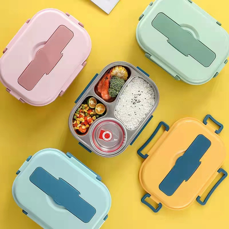 Thermische Lunchbox Roestvrij Staal - Bentobox met Vakken - Lekvrij Isolerend voor Werk School Picknick | Sansoti