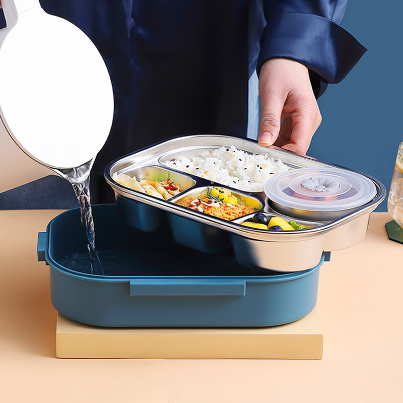 Thermische Lunchbox Roestvrij Staal - Bentobox met Vakken - Lekvrij Isolerend voor Werk School Picknick | Sansoti