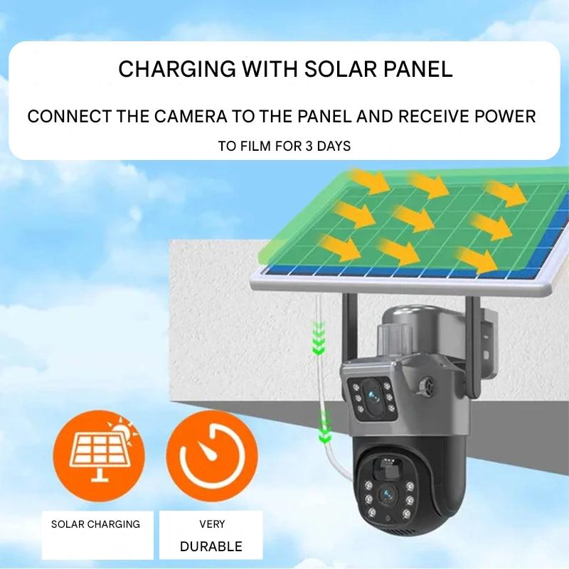 Kabellose 4K-Sicherheitskamera mit Solarenergie, 360° Sicht und 4G/Wi-Fi | Sansoti