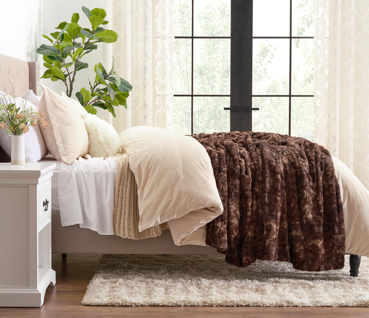 Dubbelzijdige Plaid met Wolvenmotief Nepbont Luxe Fleece Woonkamer Slaapkamer Groot Formaat Decoratief | Sansoti