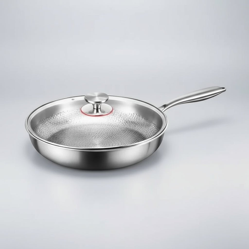 Gehämmerte Bratpfanne, induktionsgeeignet, antihaftbeschichtet, 100 % Titan, professionelles und gesundes Kochgeschirr für alle Herdarten | Sansoti