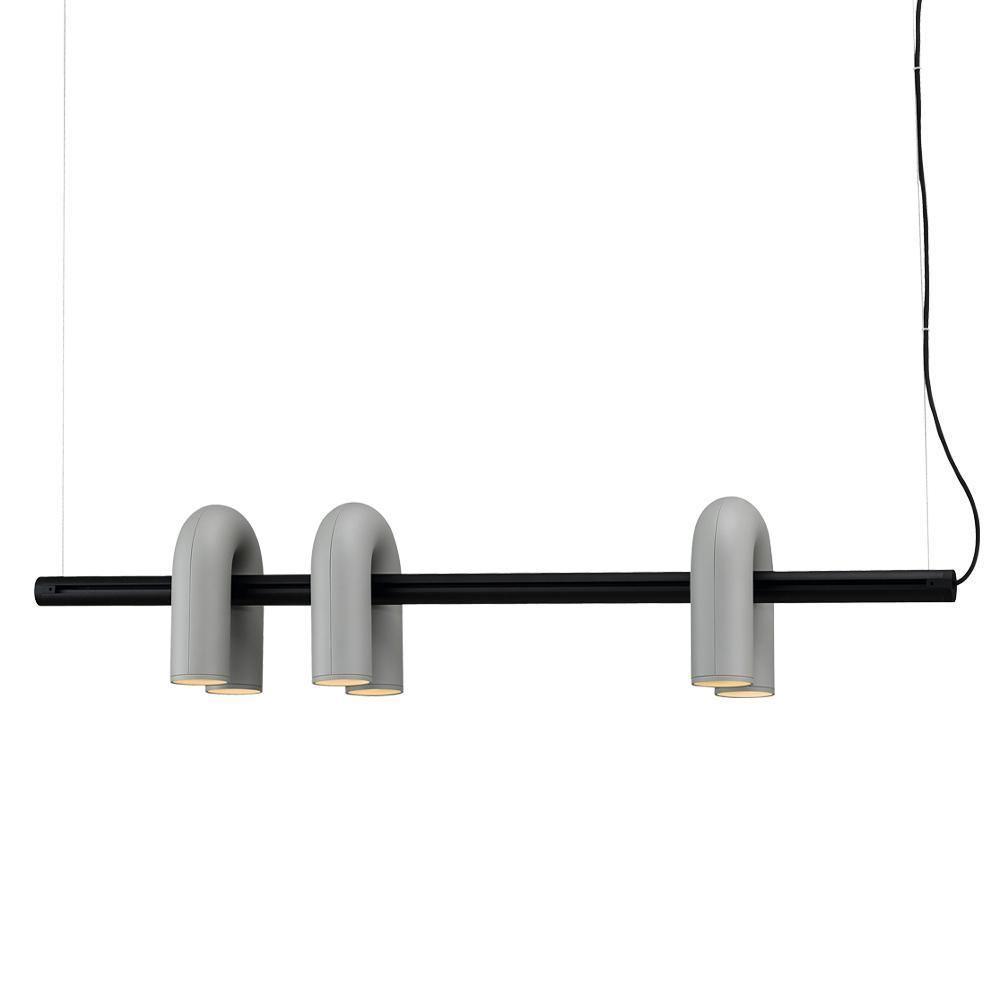 Modular Chandelier with U-Shaped Arms – Adjustable Design – Black, Gray, Orange or Blue – 3, 4, 6 or 8 Lights – Modern Statement Piece | Sansoti