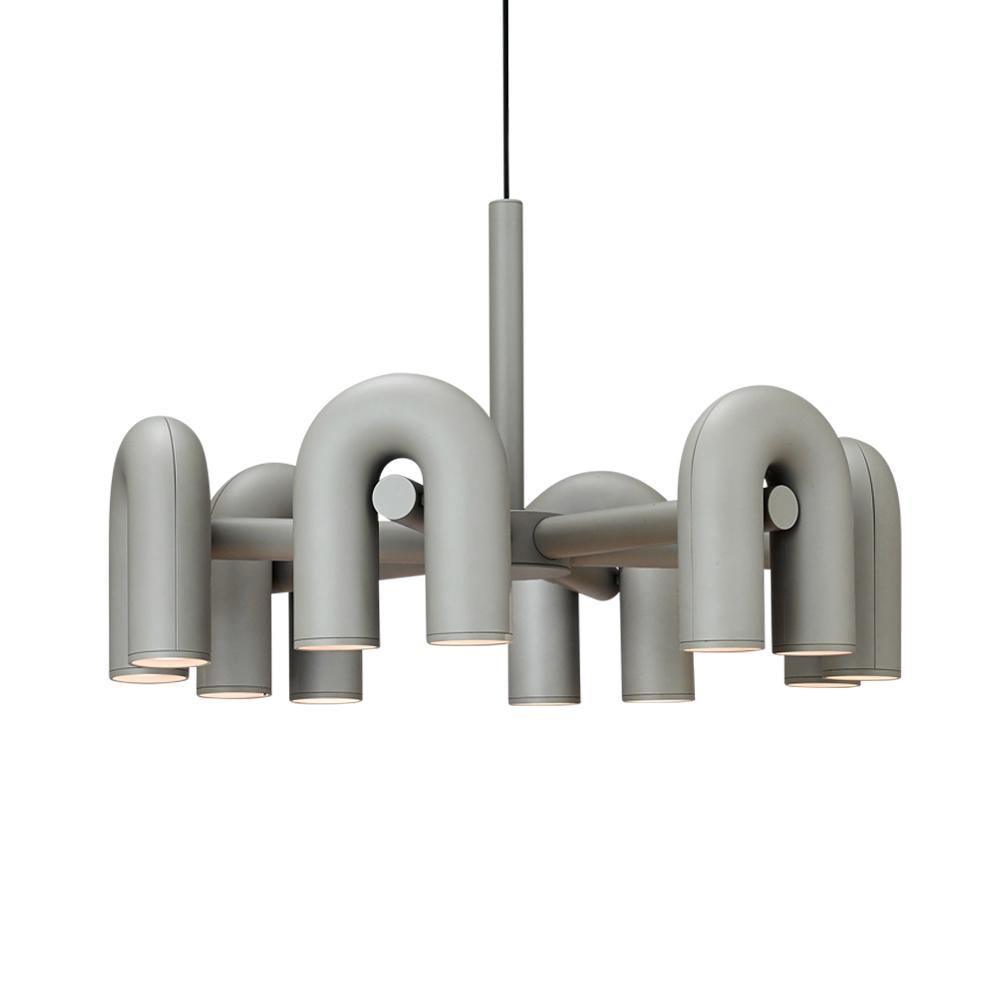 Modular Chandelier with U-Shaped Arms – Adjustable Design – Black, Gray, Orange or Blue – 3, 4, 6 or 8 Lights – Modern Statement Piece | Sansoti