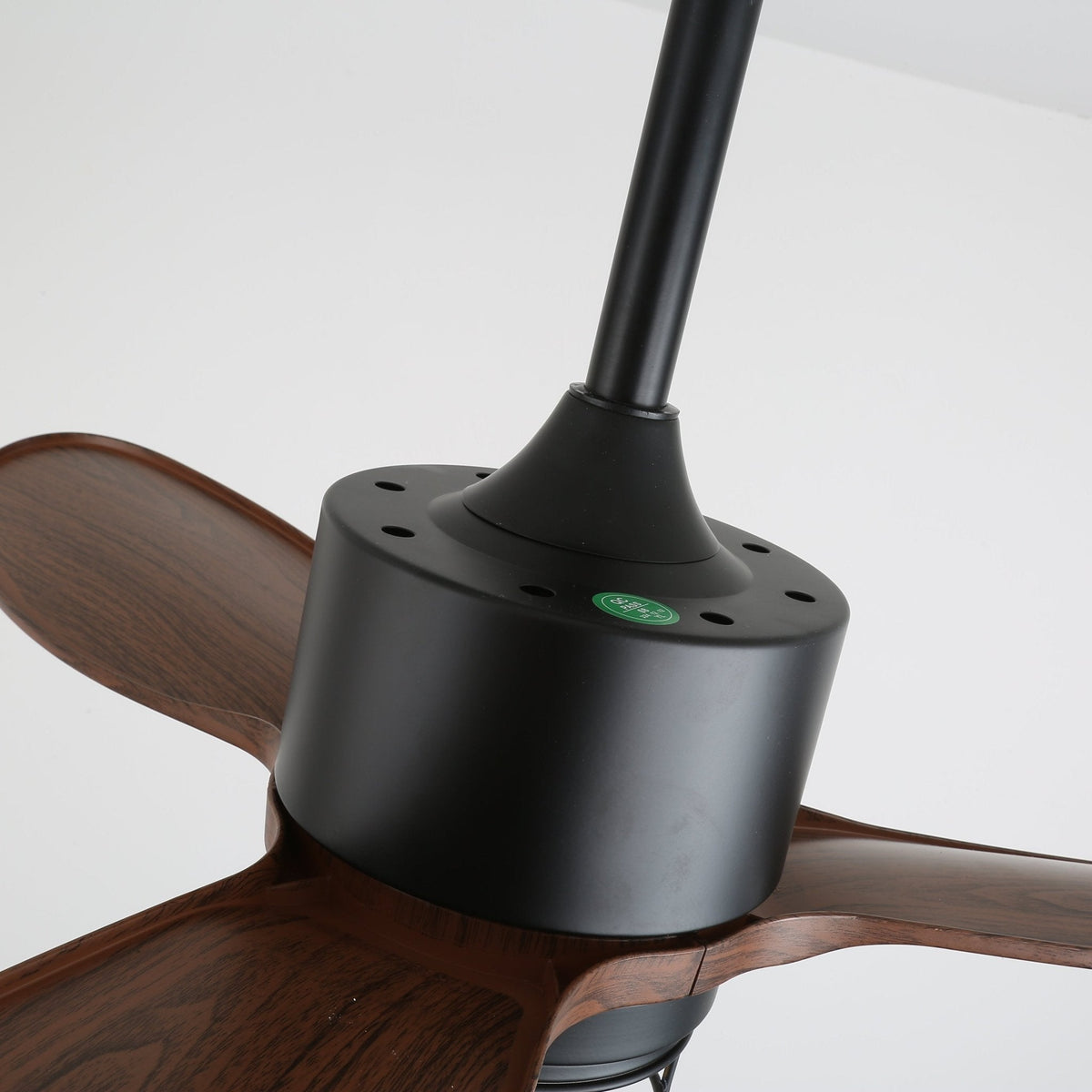 Industrial Ceiling Fan with Lighting Ø91cm – Metal Frame – Glass Shade – 6 Speeds – Remote Control – AC 110-240V – Walnut & Black | Sansoti