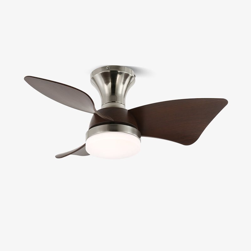 Moderner Deckenventilator mit Beleuchtung und Fernbedienung Silber Holzmaserung 70 cm | Sansoti