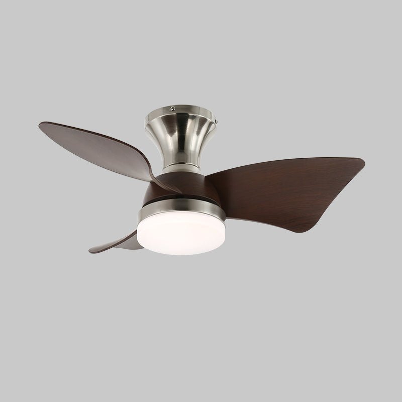 Moderner Deckenventilator mit Beleuchtung und Fernbedienung Silber Holzmaserung 70 cm | Sansoti