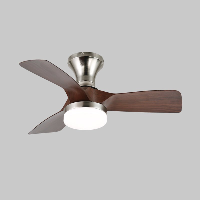 Moderner Deckenventilator mit Beleuchtung und Fernbedienung Silber Holzmaserung 70 cm | Sansoti