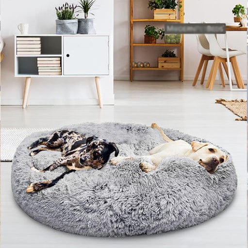 Round Pet Bed with Raised Edge Plush Sleeping Area for Dogs and Cats Comfortable Nest Soft Cushion Warm Resting Bed | Sansoti