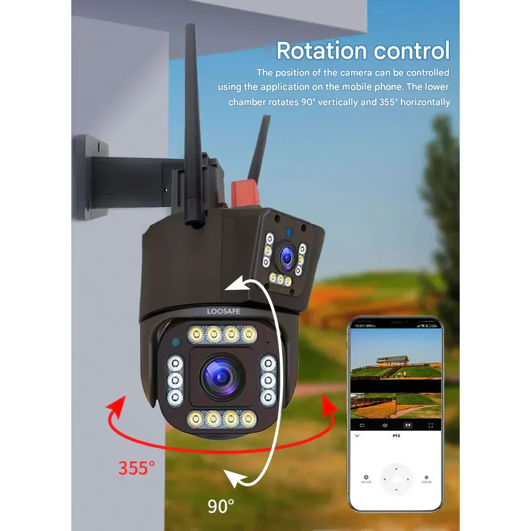 Kabellose 4K-Sicherheitskamera mit Solarenergie, 360° Sicht und 4G/Wi-Fi | Sansoti