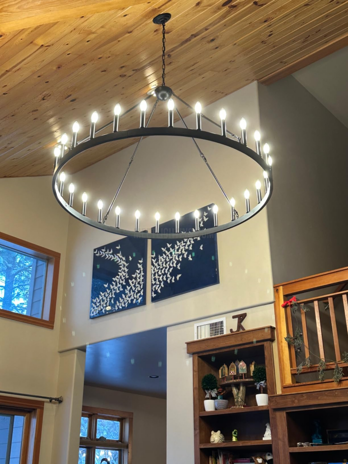 Round Candle Chandelier Vintage Style Iron 5 Sizes Dining Room Living Room Entryway Handmade Atmospheric | Sansoti