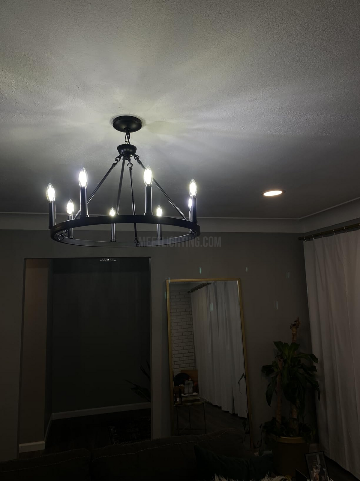 Round Candle Chandelier Vintage Style Iron 5 Sizes Dining Room Living Room Entryway Handmade Atmospheric | Sansoti