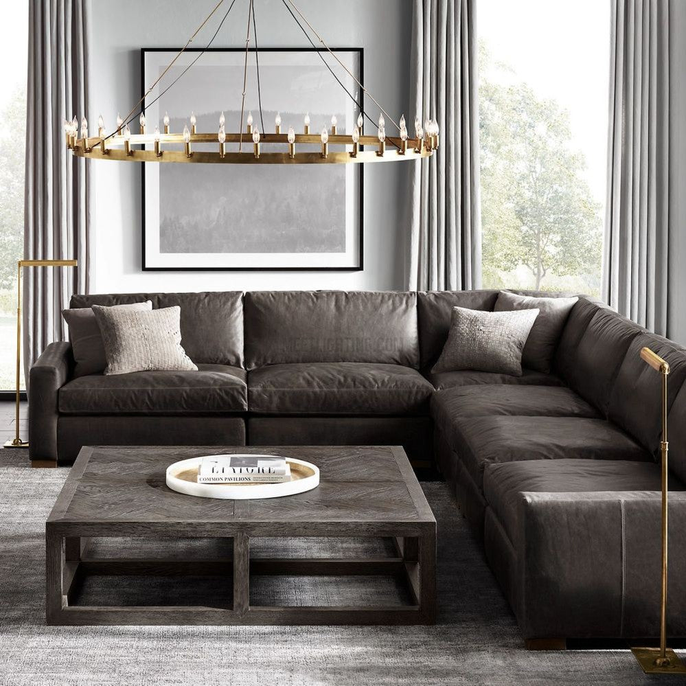 Round Chandelier with Vintage Filament Bulbs Handmade Iron Black Gold 26-73cm Dining Room Living Room | Sansoti