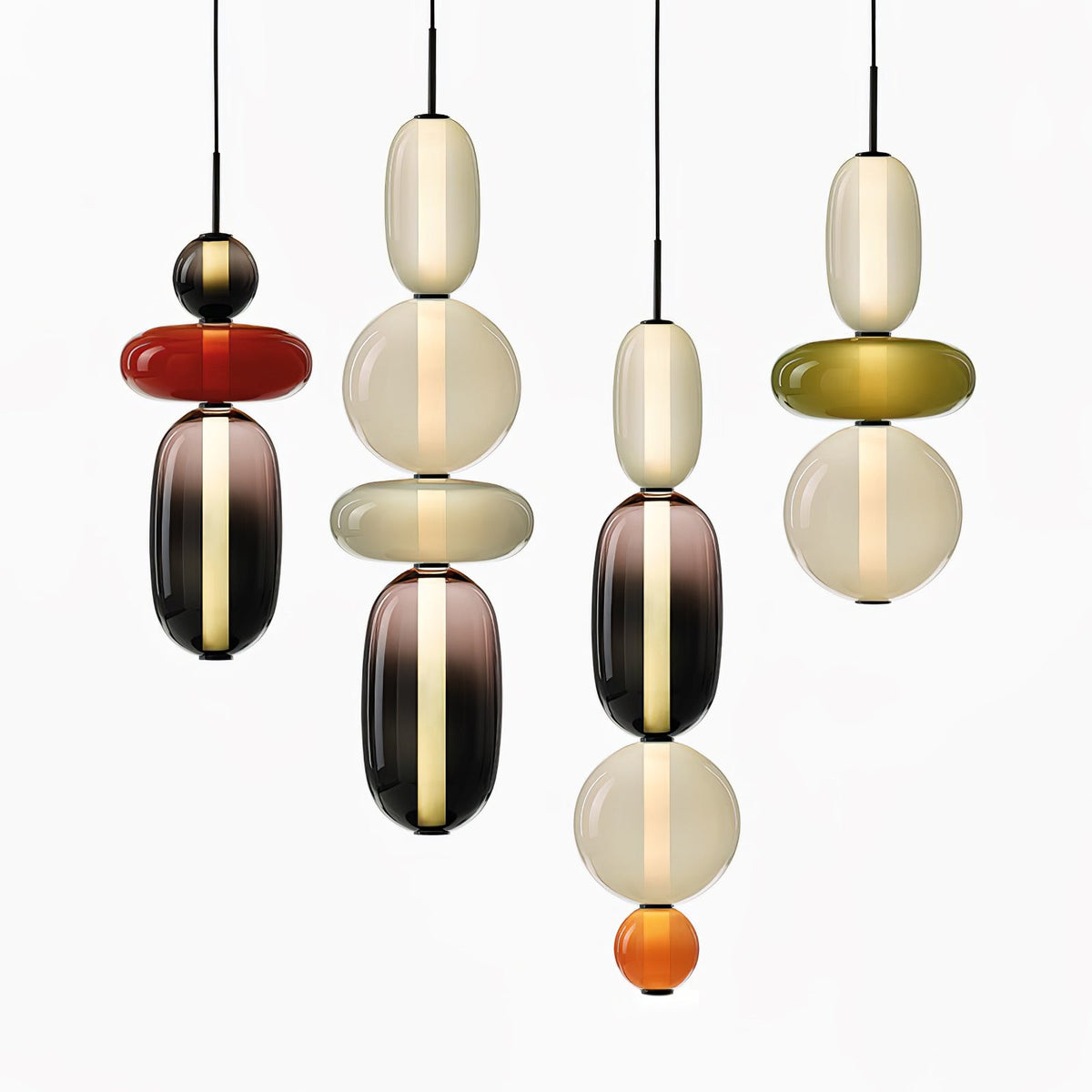 Pendelleuchte mit LED-Glaskugel, dimmbar, mit Fernbedienung, Metall und Acryl, für Esszimmer und Wohnzimmer, modernes stimmungsvolles Design | Sansoti