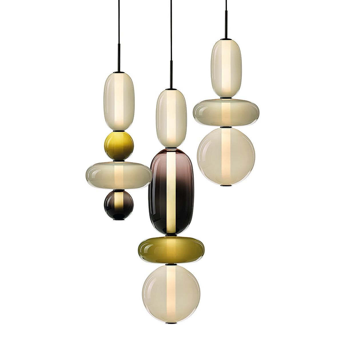 Pendelleuchte mit LED-Glaskugel, dimmbar, mit Fernbedienung, Metall und Acryl, für Esszimmer und Wohnzimmer, modernes stimmungsvolles Design | Sansoti