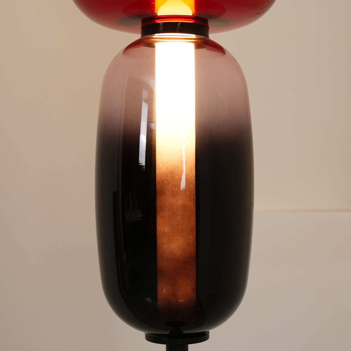Glass Floor Lamp with Hand-Blown Shade Black Stand Modern Design Living Room Lighting | Sansoti