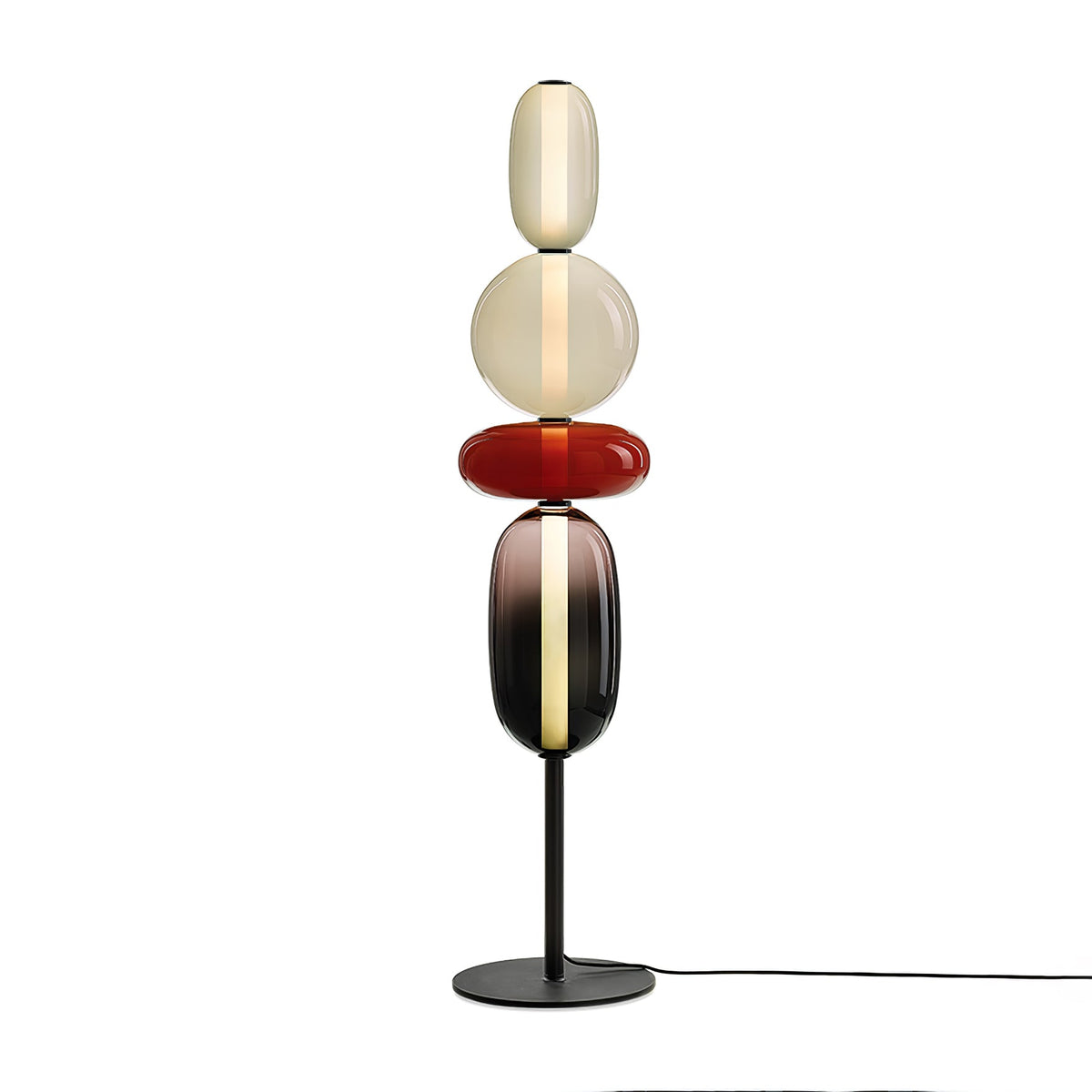 Vloerlamp Glas LED 130 of 160 cm Rood Wit Zwart Woonkamer Design Staande Lamp Lichtobject Interieur | Sansoti