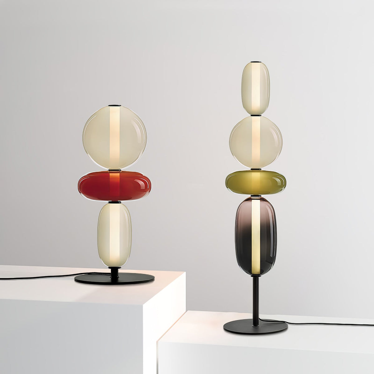 Vloerlamp Glas LED 130 of 160 cm Rood Wit Zwart Woonkamer Design Staande Lamp Lichtobject Interieur | Sansoti