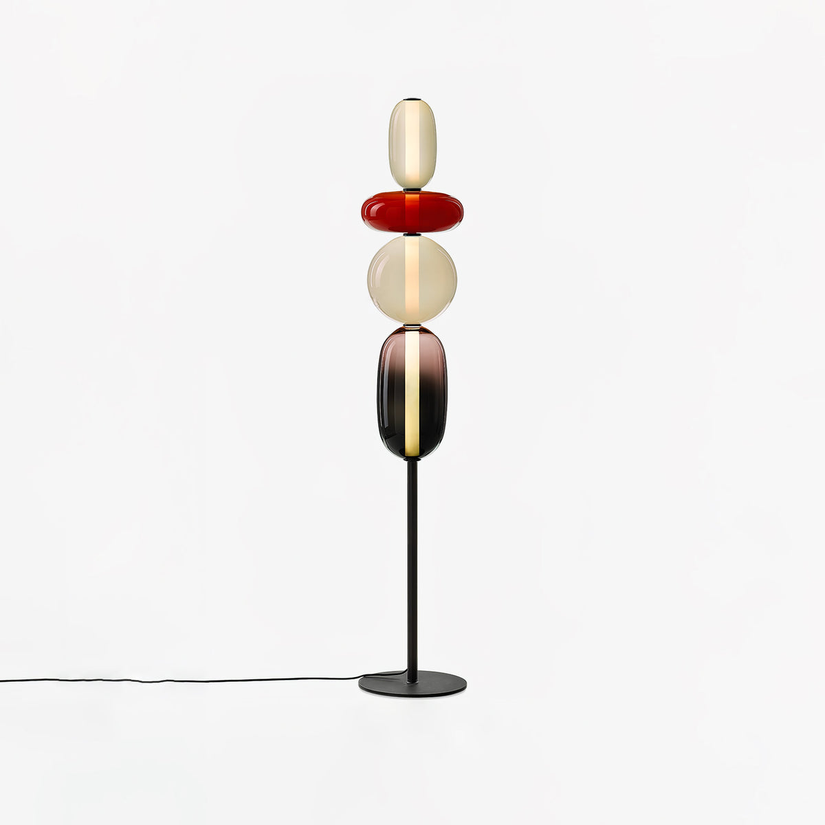 Vloerlamp Glas LED 130 of 160 cm Rood Wit Zwart Woonkamer Design Staande Lamp Lichtobject Interieur | Sansoti