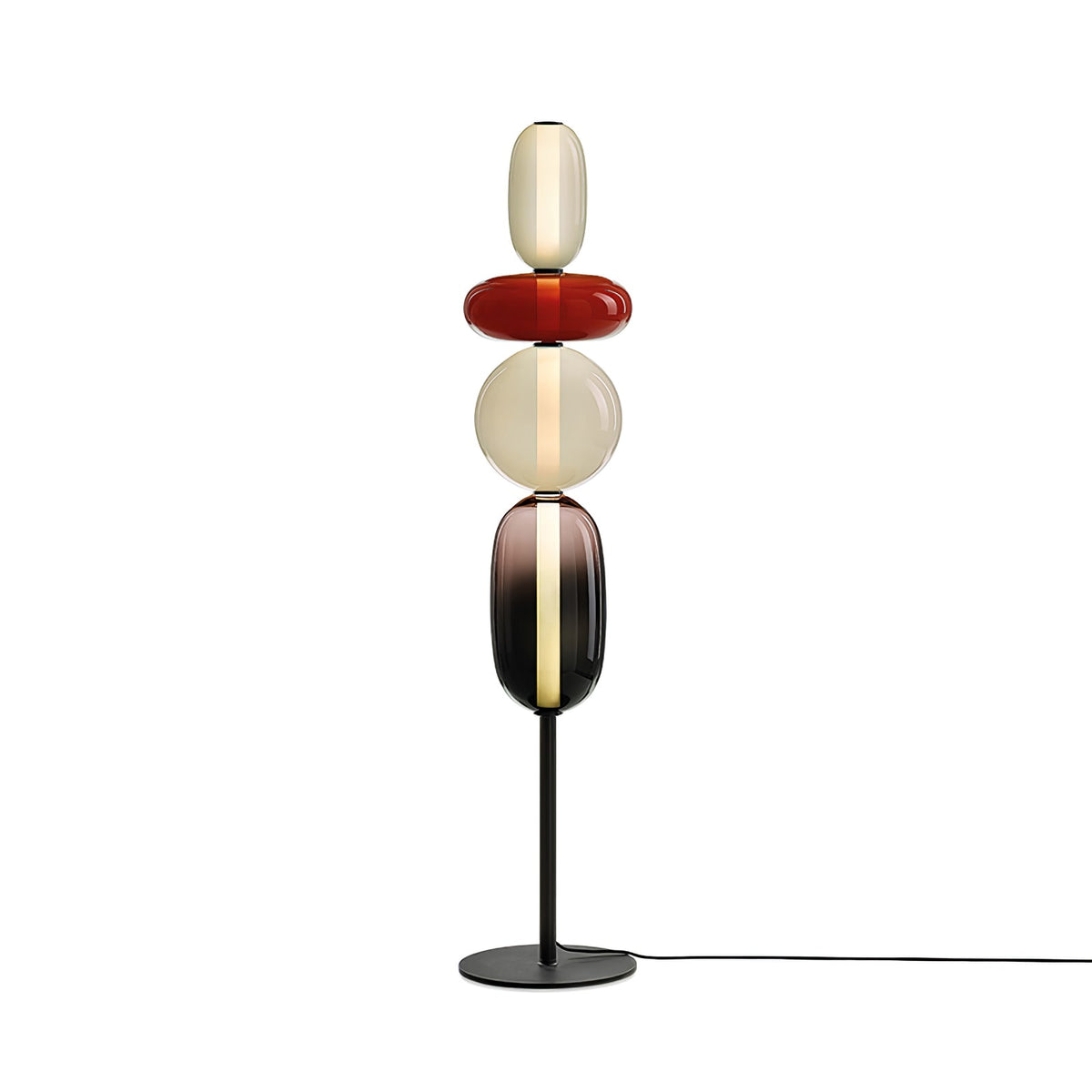 Vloerlamp Glas LED 130 of 160 cm Rood Wit Zwart Woonkamer Design Staande Lamp Lichtobject Interieur | Sansoti