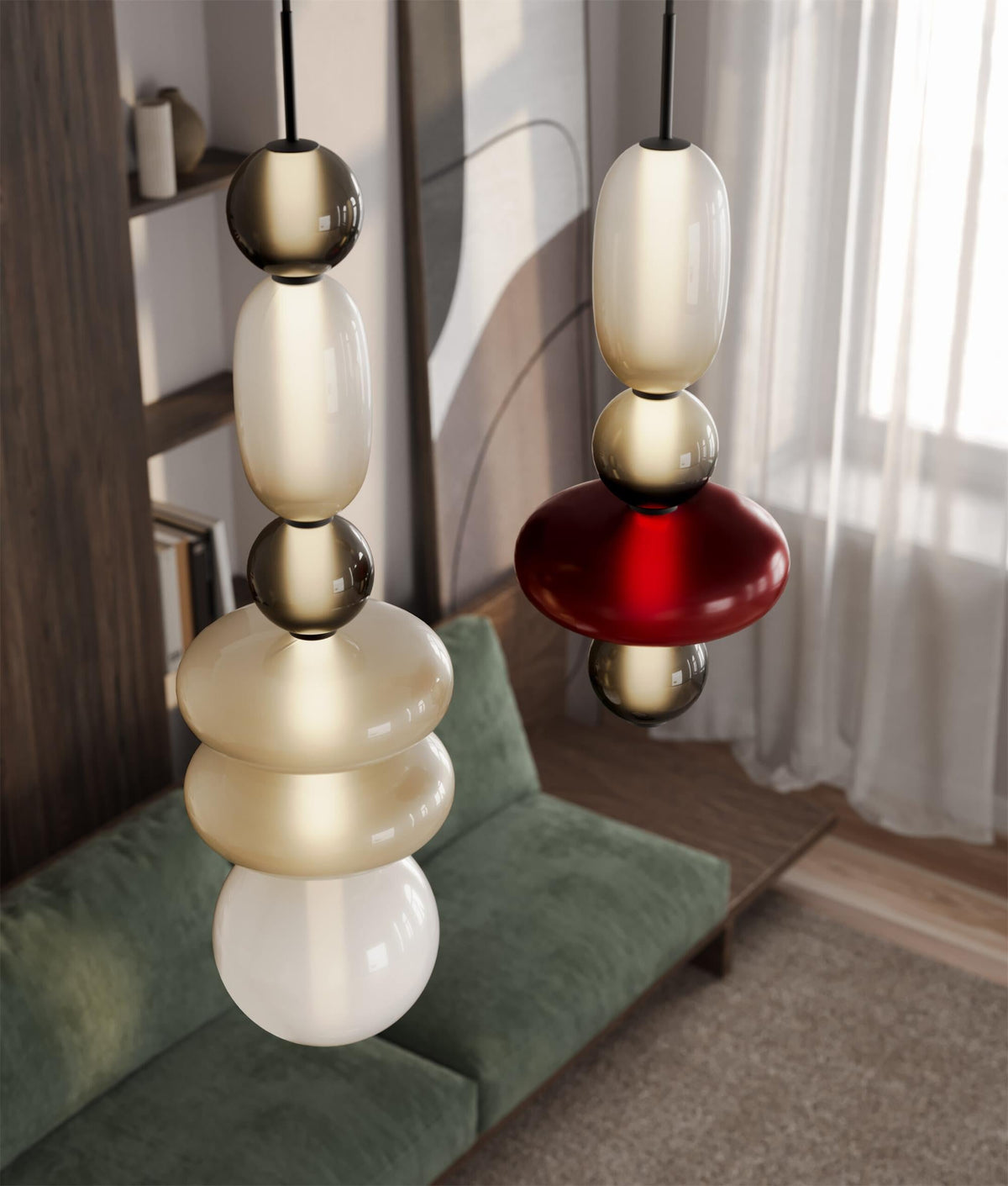 Glass Pendant Lamp with Hand-Blown Shades – Modern Lighting with Artisan Glasswork | Sansoti