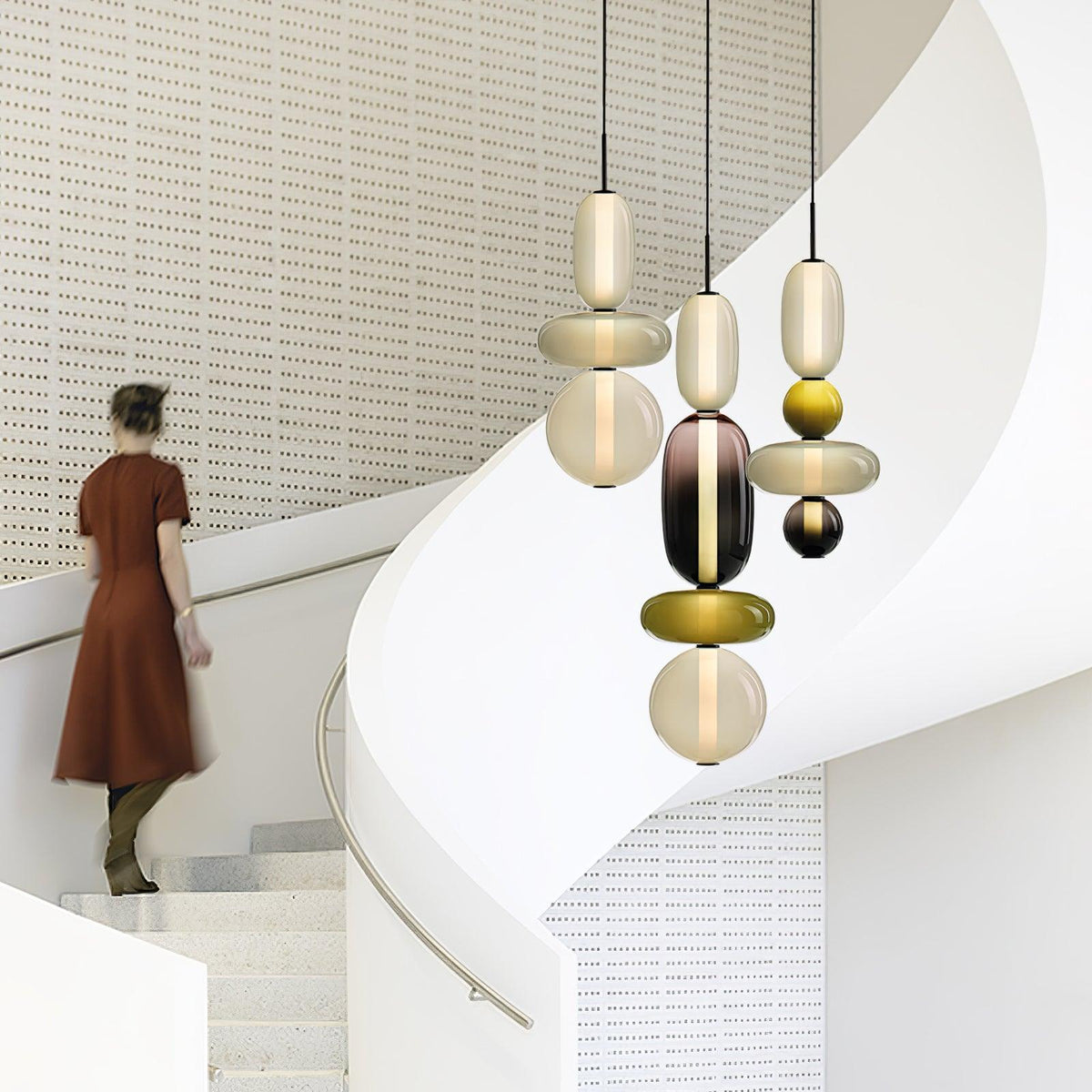 Pendelleuchte mit LED-Glaskugel, dimmbar, mit Fernbedienung, Metall und Acryl, für Esszimmer und Wohnzimmer, modernes stimmungsvolles Design | Sansoti