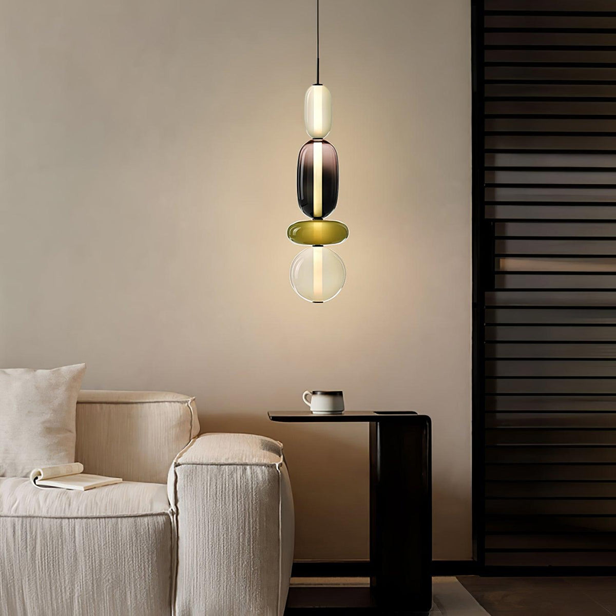 Pendelleuchte mit LED-Glaskugel, dimmbar, mit Fernbedienung, Metall und Acryl, für Esszimmer und Wohnzimmer, modernes stimmungsvolles Design | Sansoti