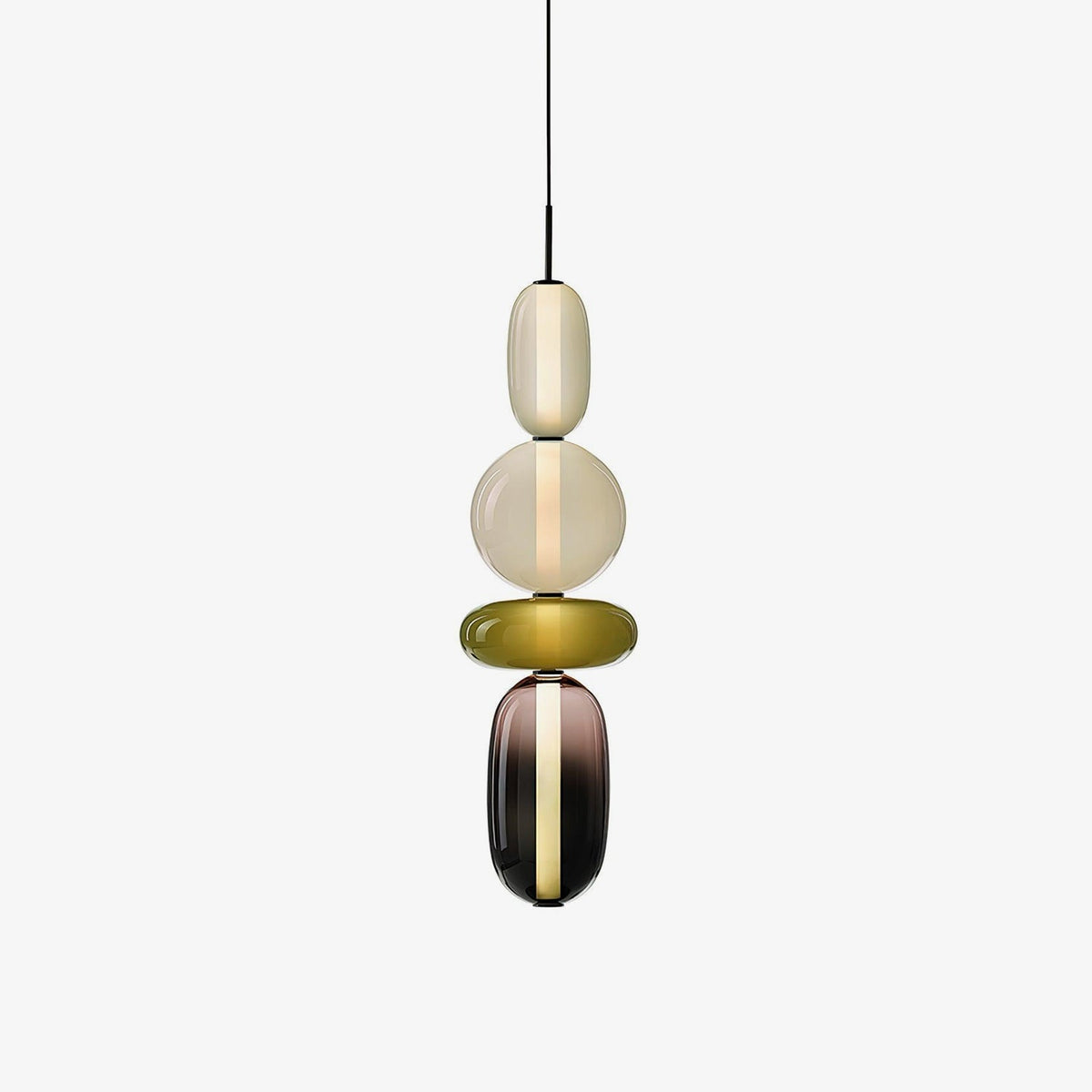 Pendelleuchte mit LED-Glaskugel, dimmbar, mit Fernbedienung, Metall und Acryl, für Esszimmer und Wohnzimmer, modernes stimmungsvolles Design | Sansoti