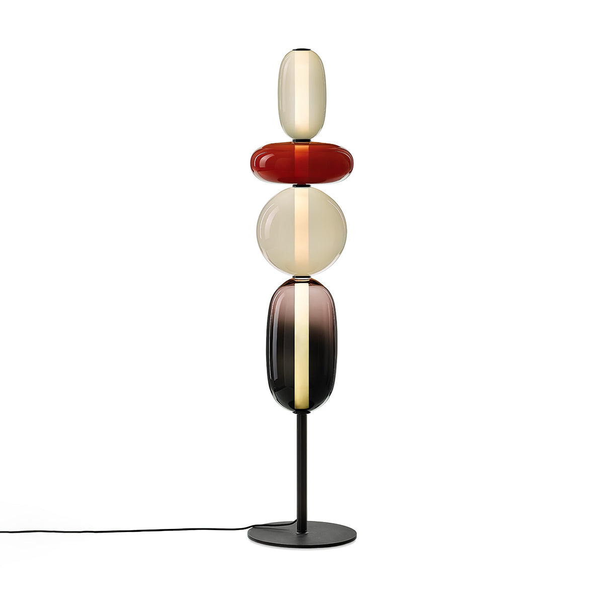 Vloerlamp Glas LED 130 of 160 cm Rood Wit Zwart Woonkamer Design Staande Lamp Lichtobject Interieur | Sansoti