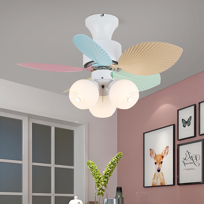 Deckenventilator mit farbigem Glaslicht – Ø76 cm dimmbar – 6 Geschwindigkeiten inkl. Fernbedienung – leiser Motor – modernes Design für Wohnzimmer und Schlafzimmer | Sansoti