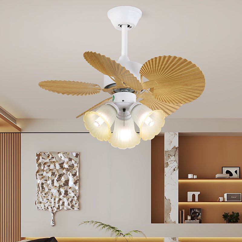 Deckenventilator mit farbigem Glaslicht – Ø76 cm dimmbar – 6 Geschwindigkeiten inkl. Fernbedienung – leiser Motor – modernes Design für Wohnzimmer und Schlafzimmer | Sansoti